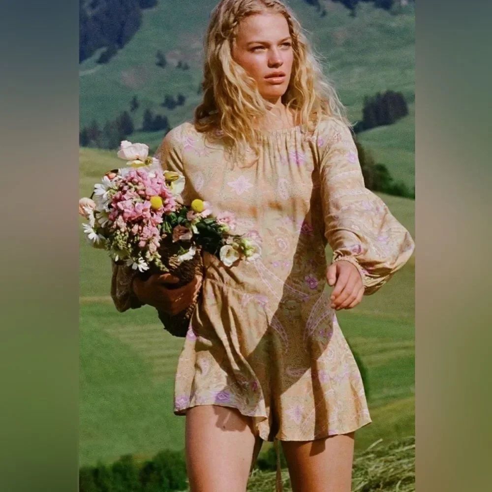NEW SPELL belladonnaโlong sleeve romper in dusty olive